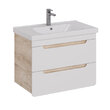 Тумба под умывальник Lemark OLIVIA 80 см подвесная, 2 ящика, цвет корпуса: Дуб кантри, цвет фасада: Белый глянец LM08OL80T