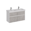 Тумба под умывальник Lemark COMBI 125 см под 2 раковины, подвесная/напольная,4 ящика, цвет фасада: Бетон, цвет корпуса: Белый глянец LM03C125T-Beton